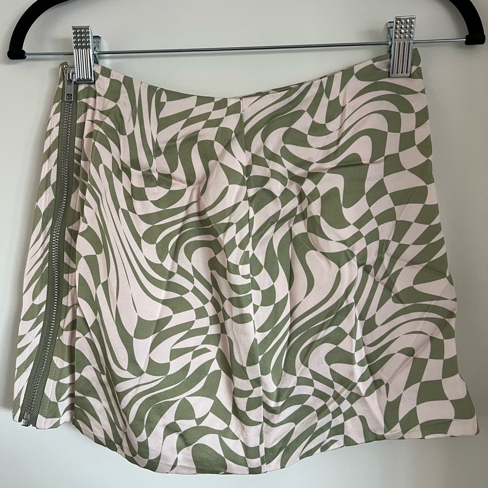 For Love and Lemons Mini Skirt Green geometric pattern size XS